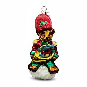 Christopher‎ Radko Teddy Tunes Musical Christmas Ornament Red Teddy Bear